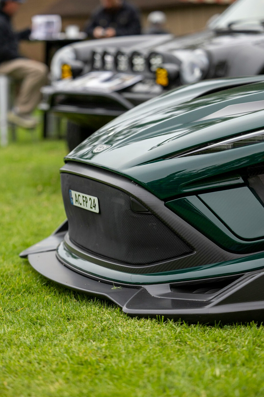 Front grille and headlights of a futuristic sports car